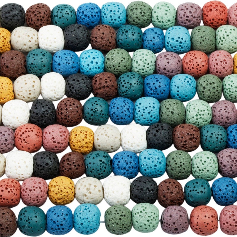 SUNYIK Colorful Lava Rock Essential Oil Diffuser Stone Loose Bead for Jewelry Making 8mm Round 14" - Image 3
